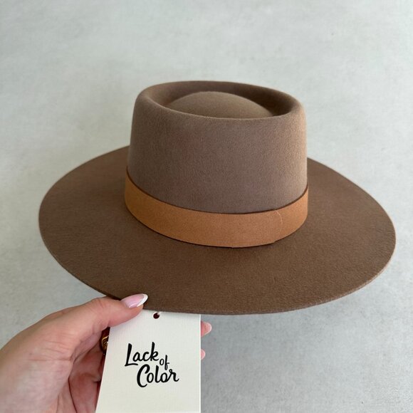 NWT Lack Of Color The Mirage Boater Hat In Brown Wide Brim Suede Band - Picture 6 of 14